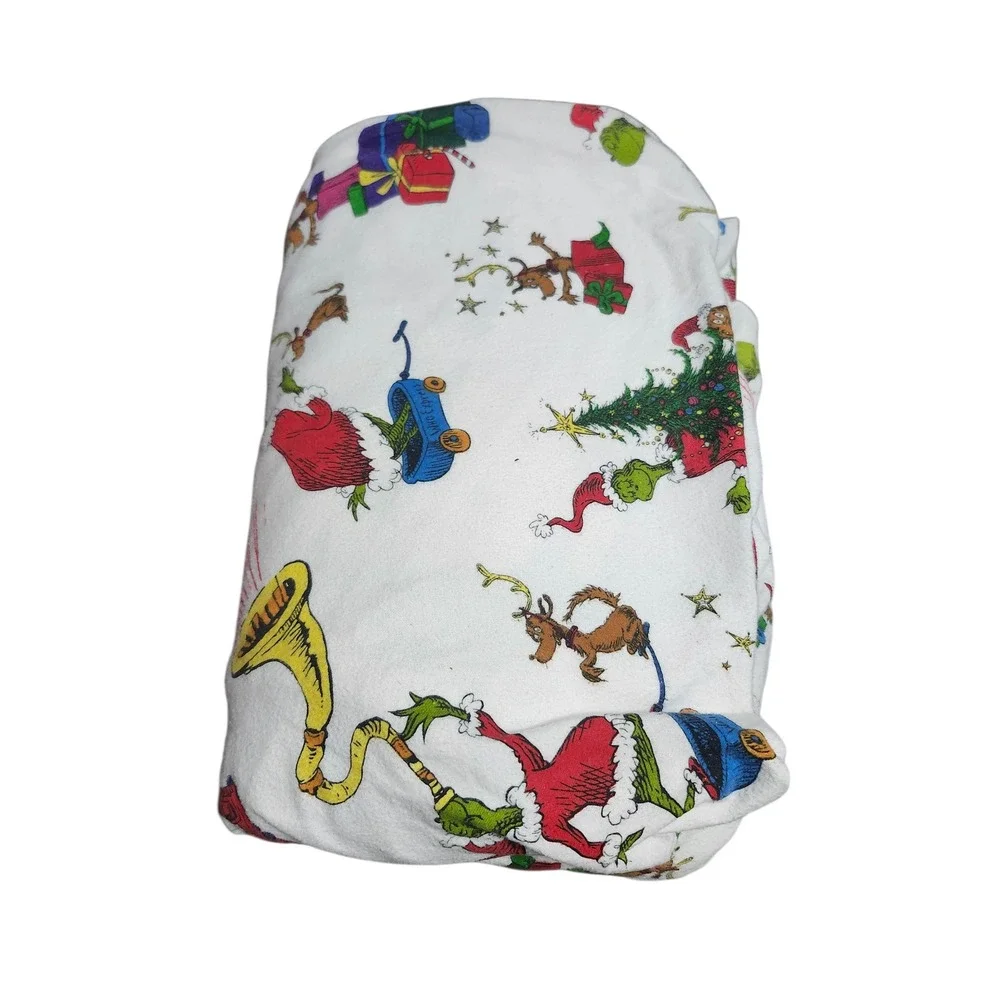 Lot of 2 Pottery Barn Kids Dr. Seuss The Grinch Full Sheet Sets Red & White‎